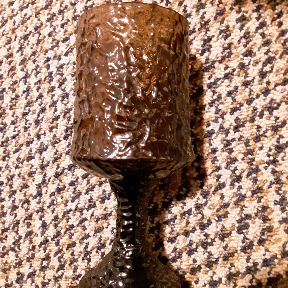 Hand blown glass goblets a pair